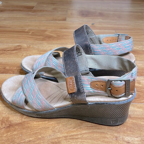 Keen Brown Wedge Sandals - Picture 2 of 4
